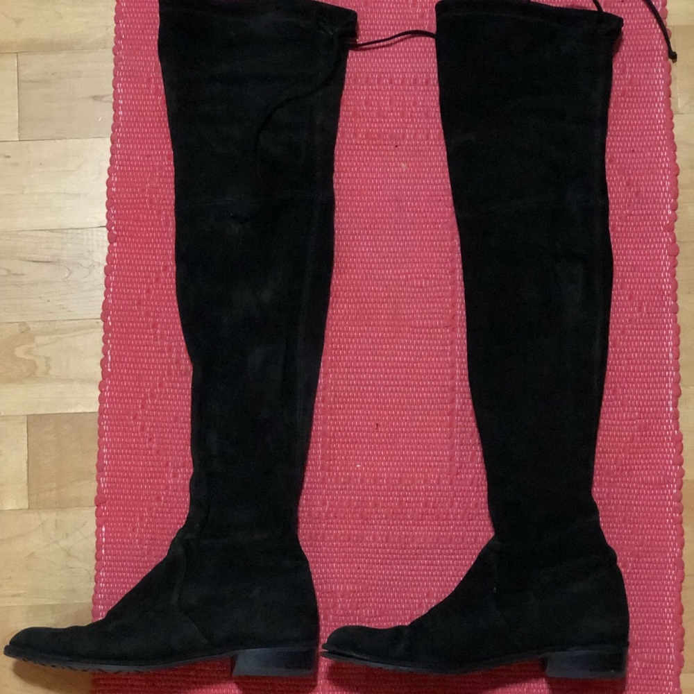 Black Stuart Weitzman knee high flat boots